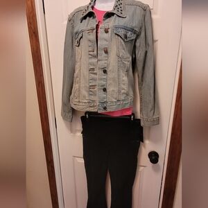 Jean Jacket with Black Pants Set